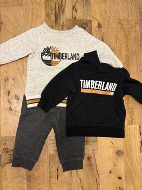 Timberland Kids Sweatshirt Set - Black, Gray & Tan Logo